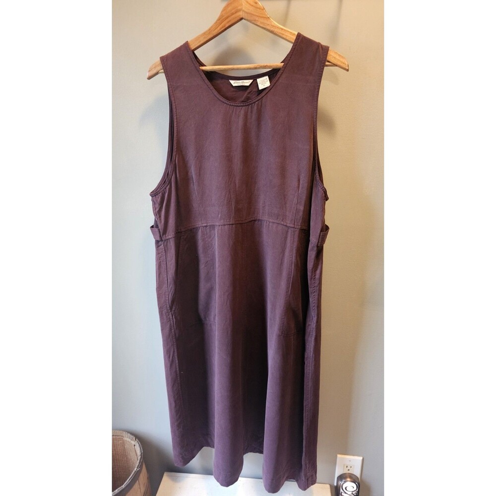 Tencel Lyocell 100% Dress Eddie Bauer Maroone Made in Hong Kong Sz XL Petite